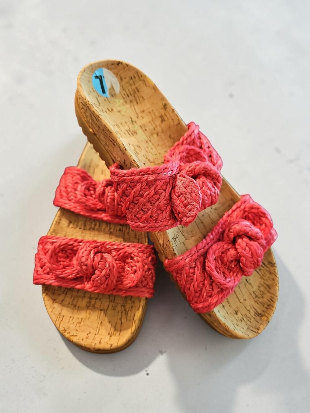 NWOT Anne Klein Coral Braided Knot Cork Wedge Slides